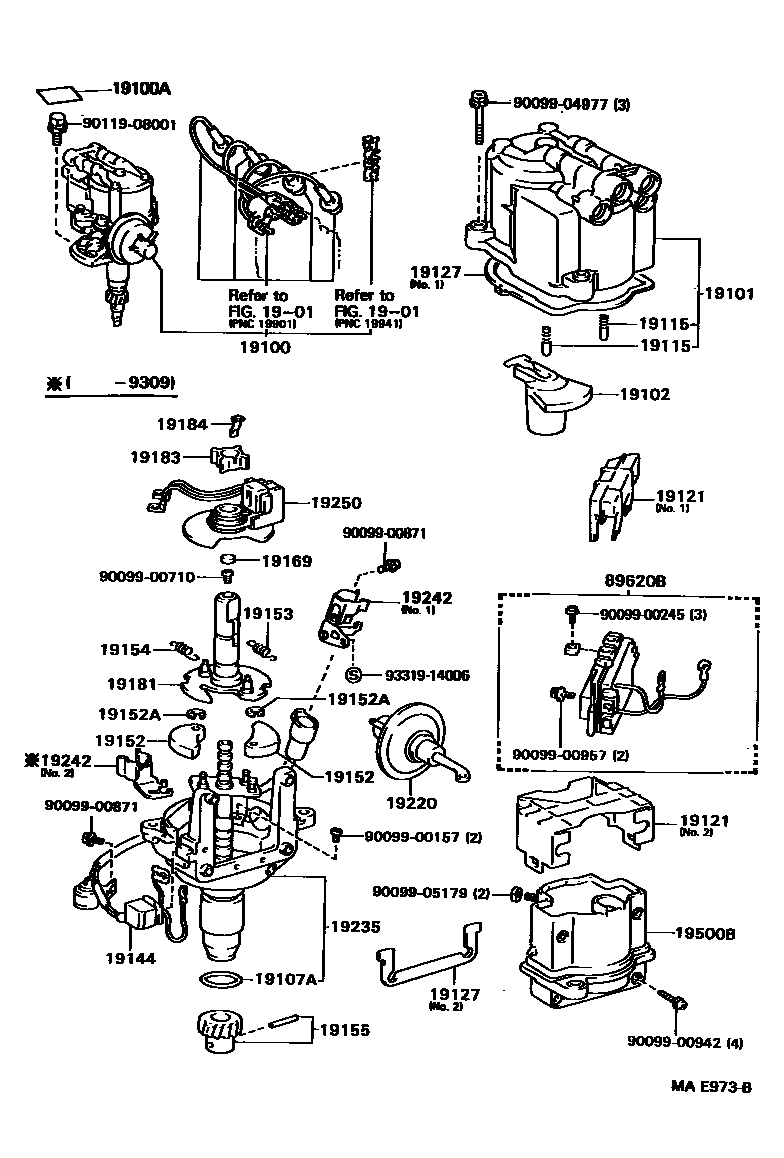 Toyota HILUX 分电器 EPC diagram — MAE973B