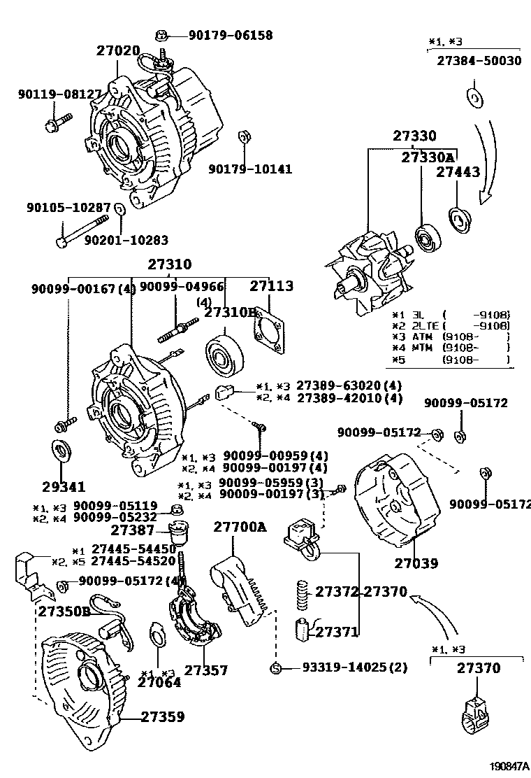 Toyota HILUX Alternator EPC diagram — 190847A