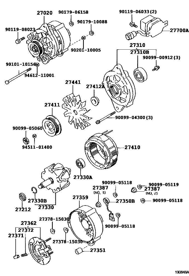 Toyota HILUX Alternator EPC diagram — 190848A