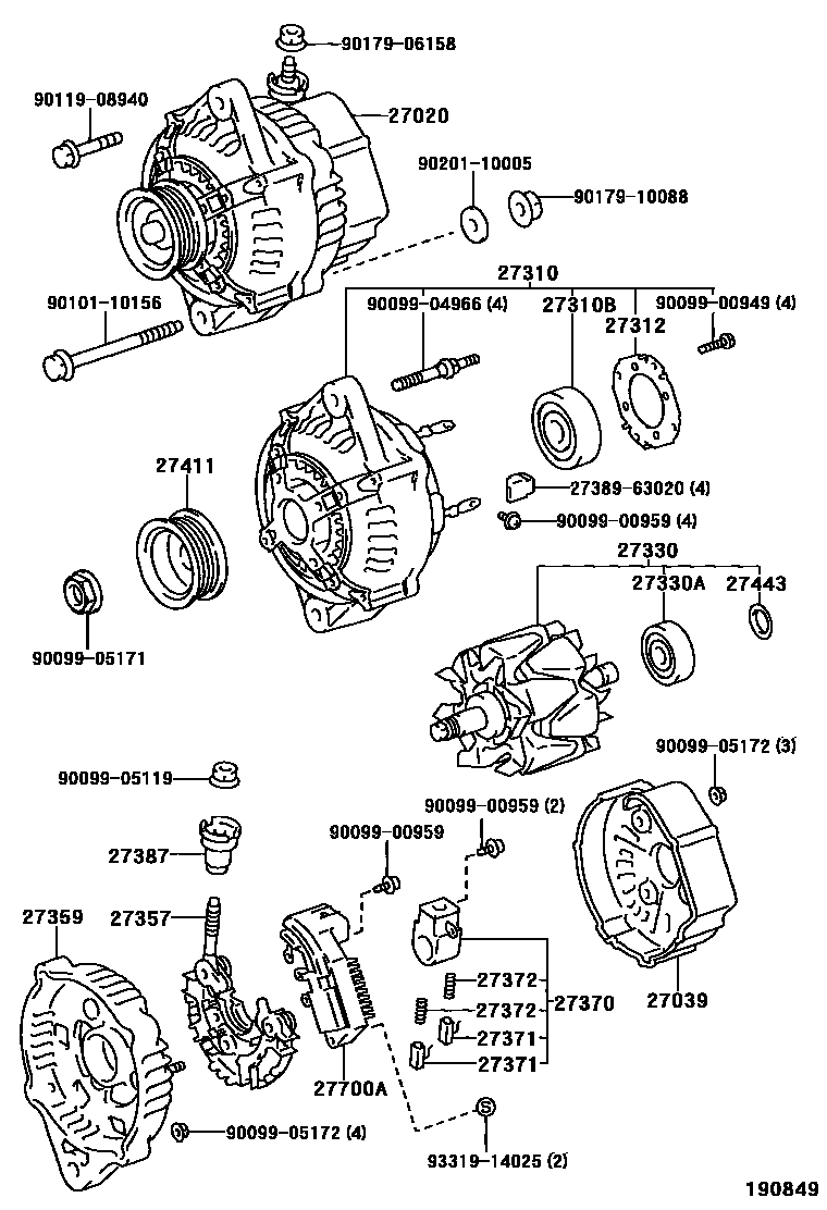 Toyota HILUX Alternator EPC diagram — 190849