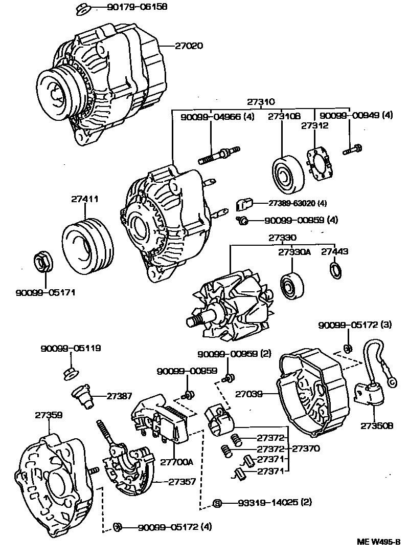 Toyota HILUX Alternator EPC diagram — MEW495B