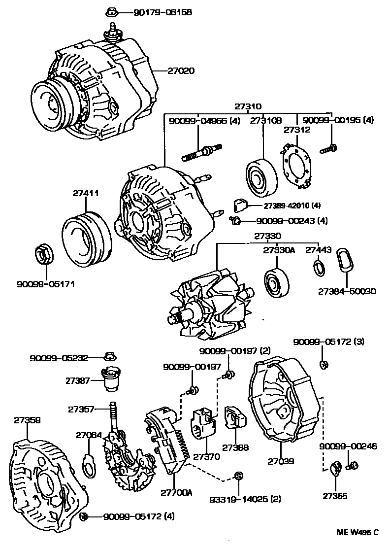 Toyota HILUX Alternator EPC diagram — MEW496C