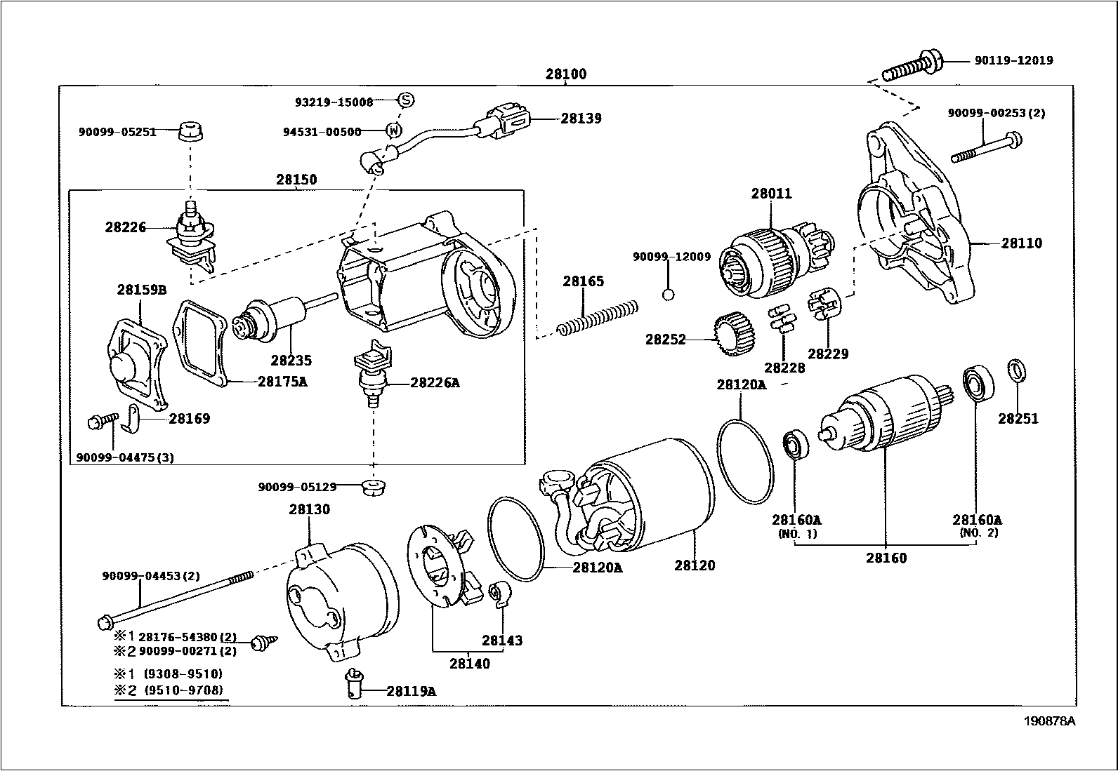 Toyota HILUX 起动机 EPC diagram — 190878A