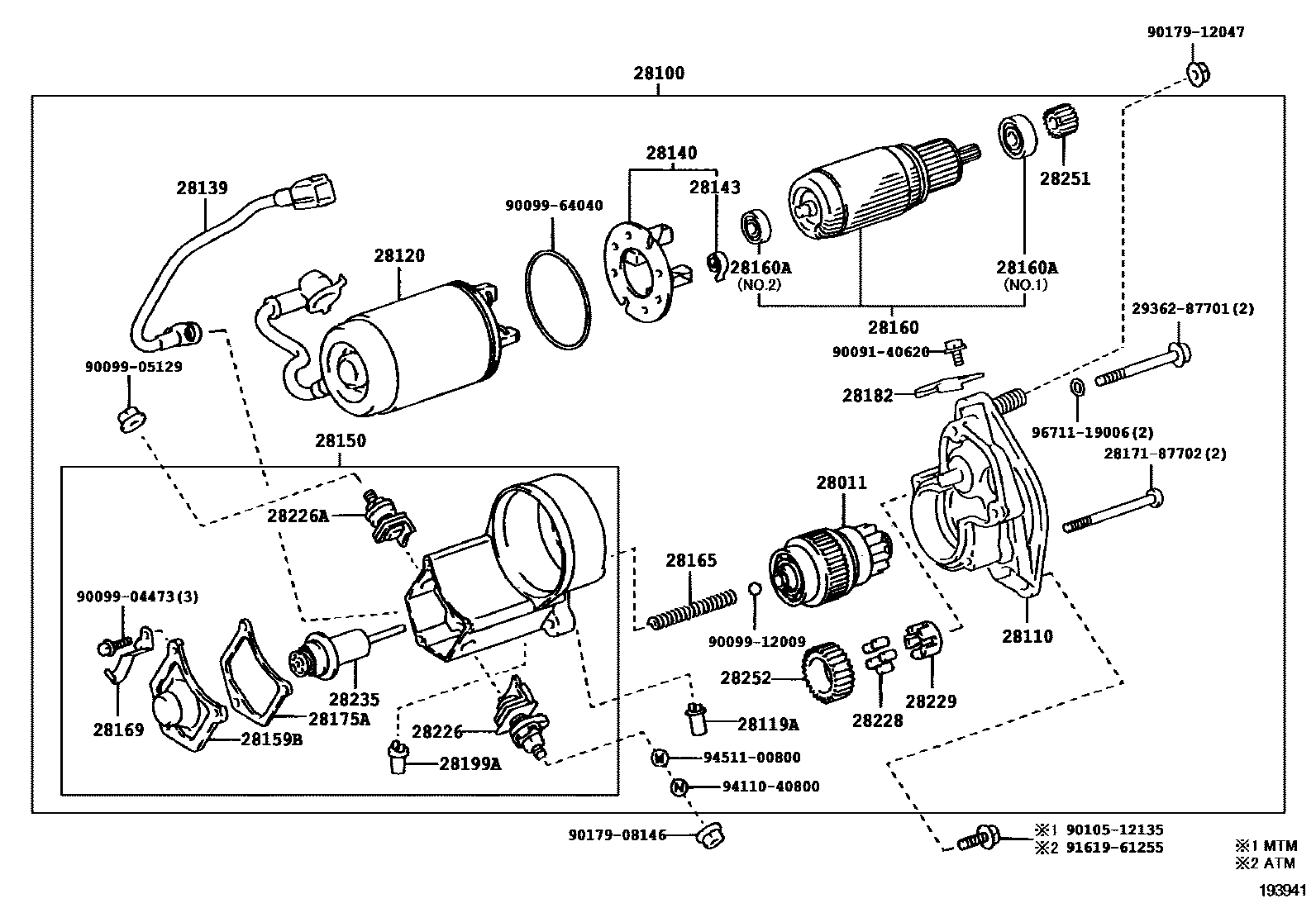 Toyota HILUX 起动机 EPC diagram — 193941