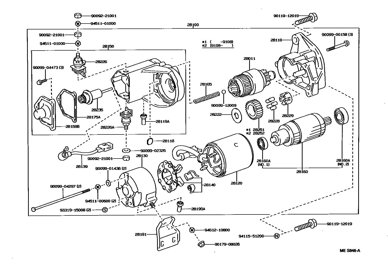 Toyota HILUX 起动机 EPC diagram — MES846A