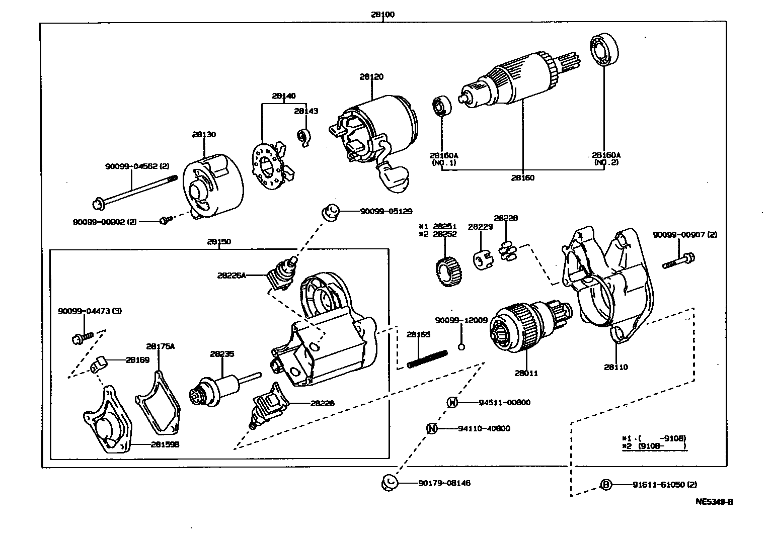 Toyota HILUX 起动机 EPC diagram — NE5349B