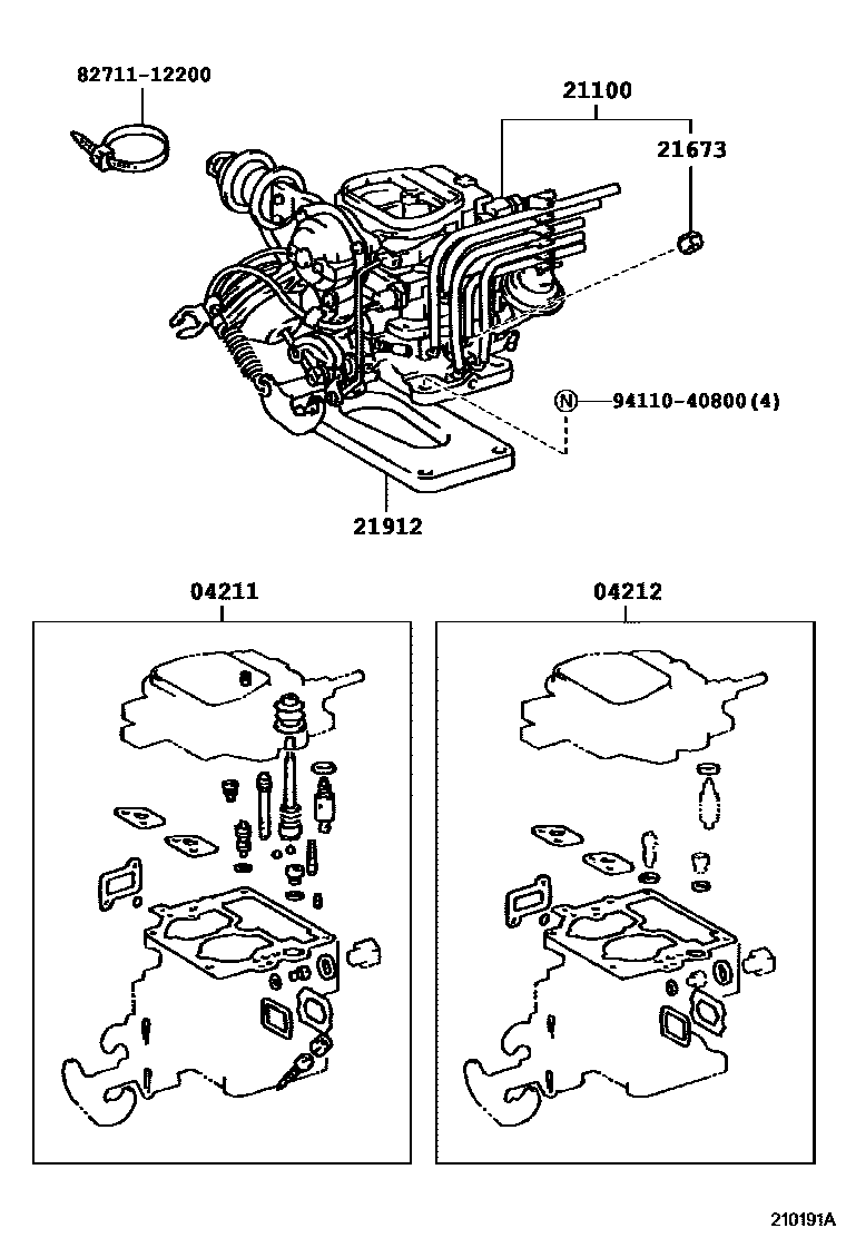 Toyota HILUX carburetor assembly EPC diagram — 210191A