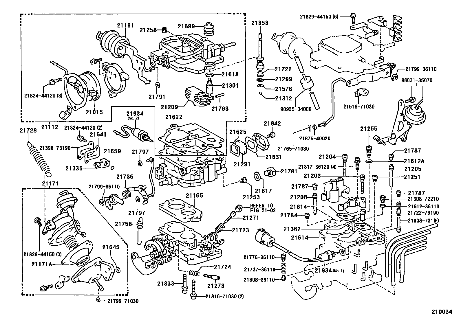Toyota HILUX 化油器 EPC diagram — 210034