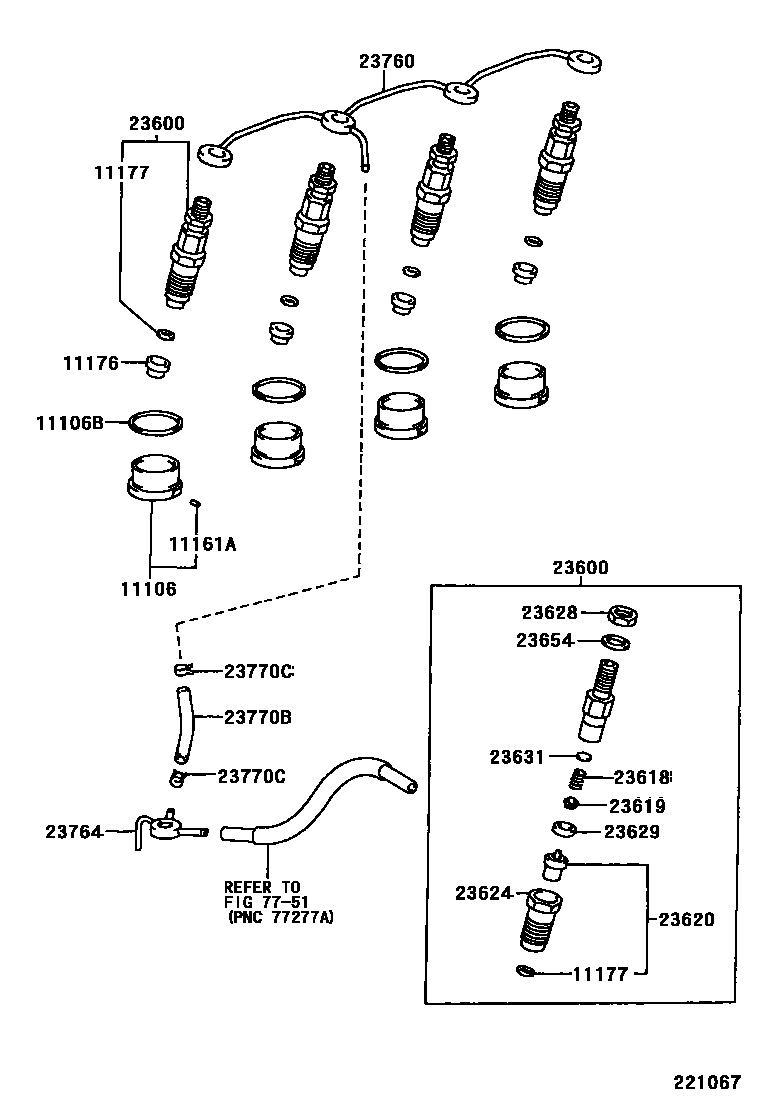 Toyota HILUX 喷油嘴 EPC diagram — 221067