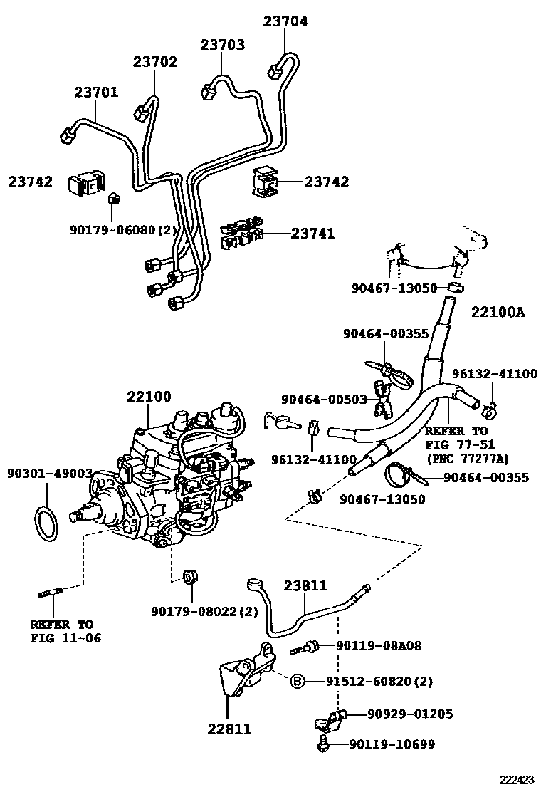 Toyota HILUX 喷油泵总成 EPC diagram — 222423