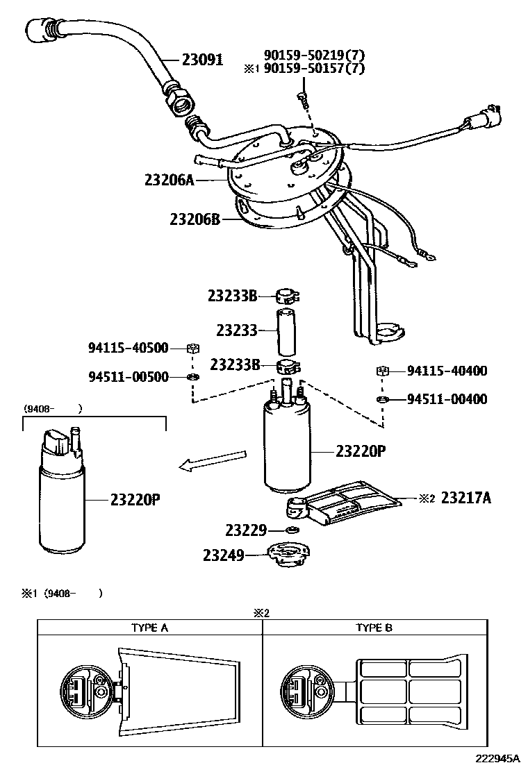 Toyota HILUX 燃油喷射系统 EPC diagram — 222945A