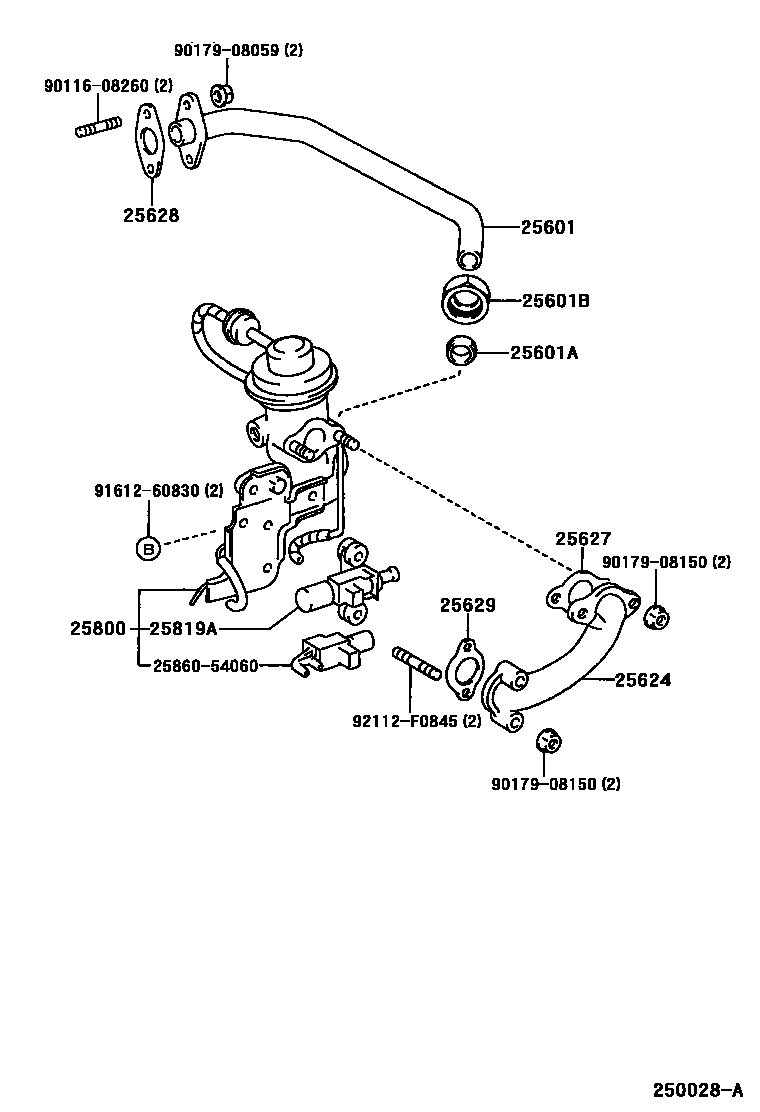 Toyota HILUX 废气再循环系统 EPC diagram — 250028A