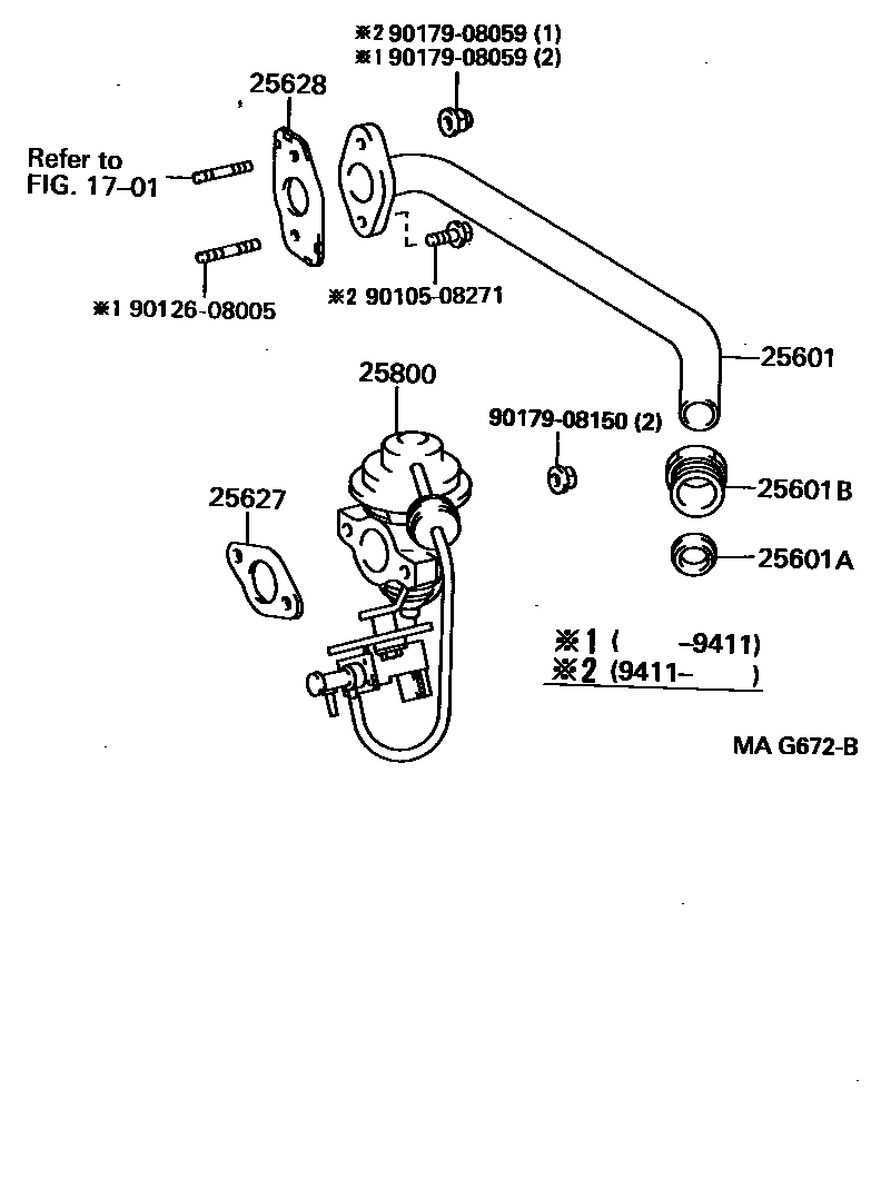 Toyota HILUX 废气再循环系统 EPC diagram — MAG672B