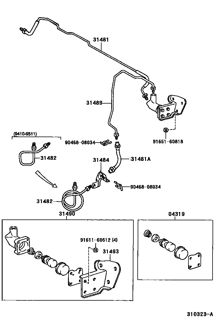 Toyota HILUX 离合器踏板和挠性软管 EPC diagram — 310323A