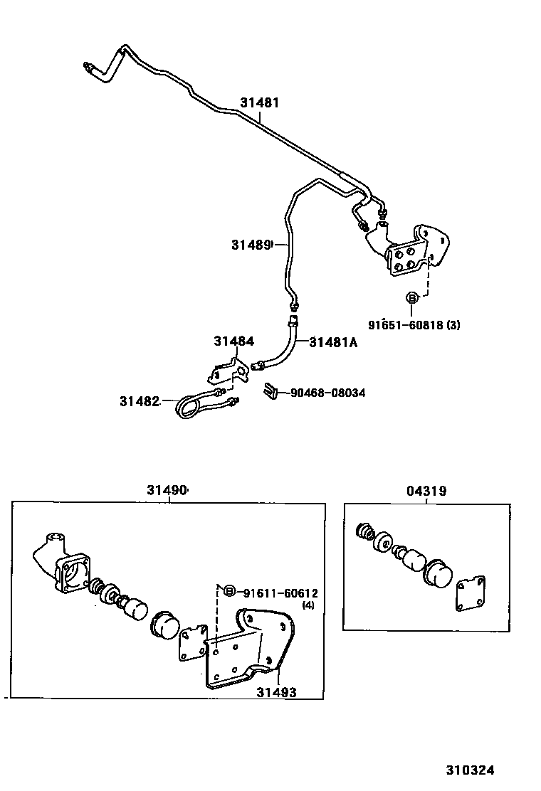 Toyota HILUX 离合器踏板和挠性软管 EPC diagram — 310324