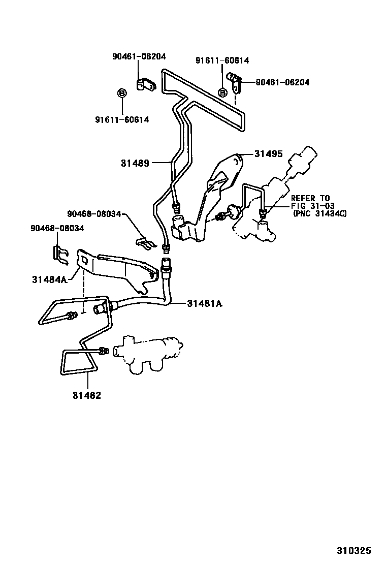 Toyota HILUX 离合器踏板和挠性软管 EPC diagram — 310325