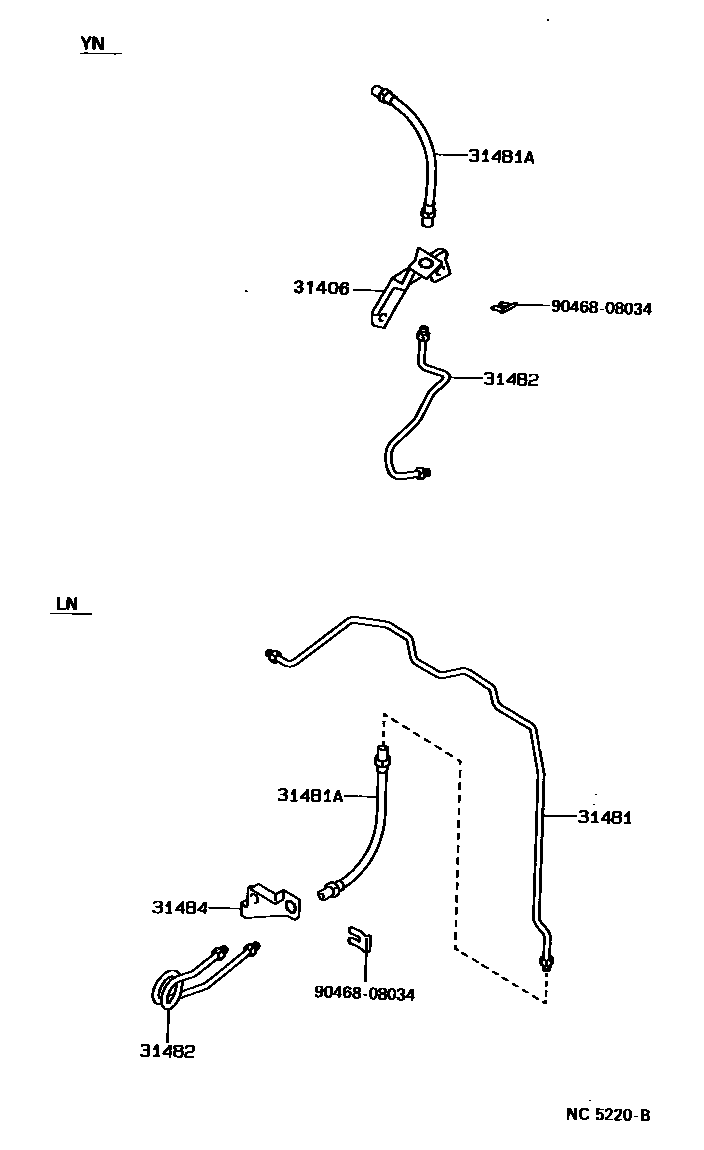 Toyota HILUX 离合器踏板和挠性软管 EPC diagram — NC5220B