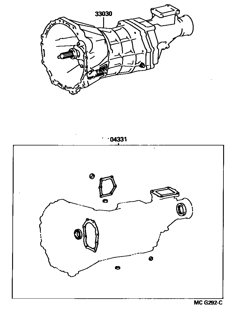 Toyota HILUX 传动桥或变速器总成和衬垫组件(MTM) EPC diagram — MCG292C