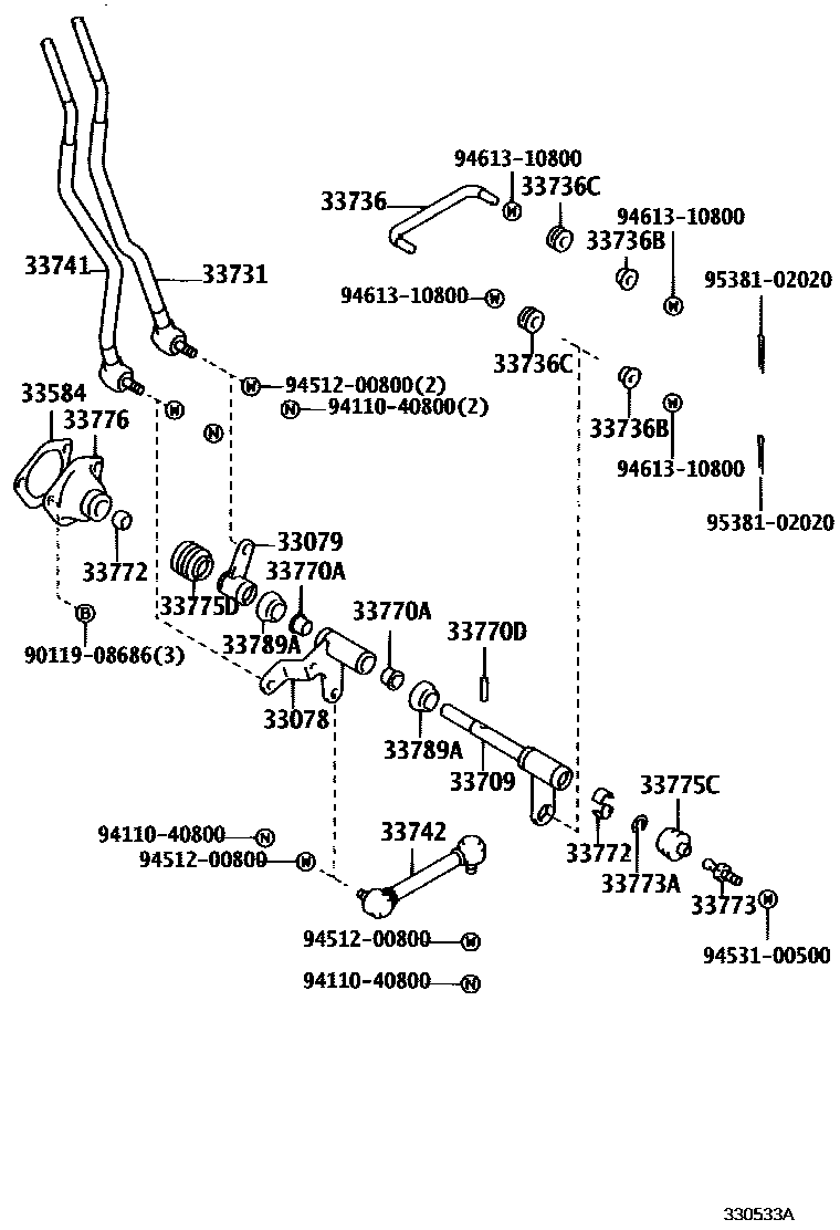 Toyota HILUX 控制轴和横轴 EPC diagram — 330533A