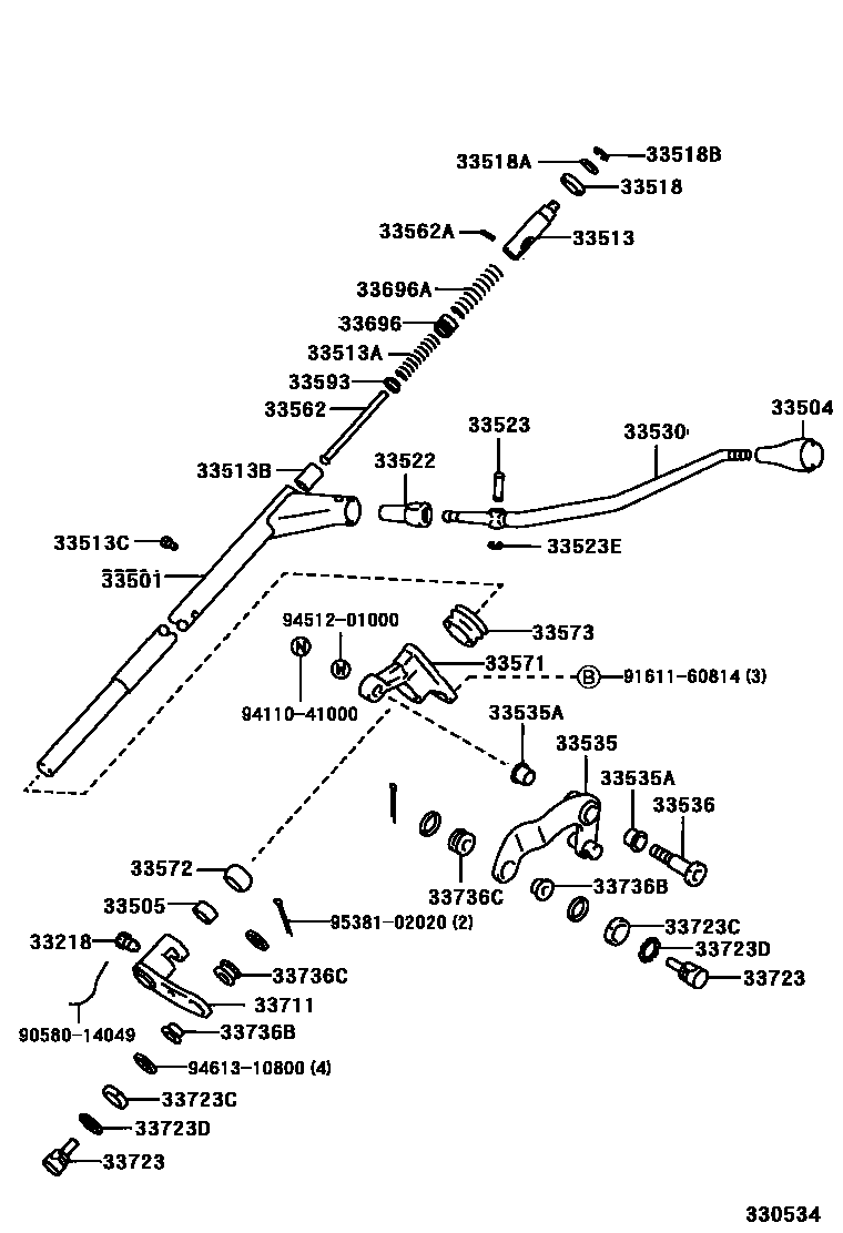 Toyota HILUX 控制轴和横轴 EPC diagram — 330534