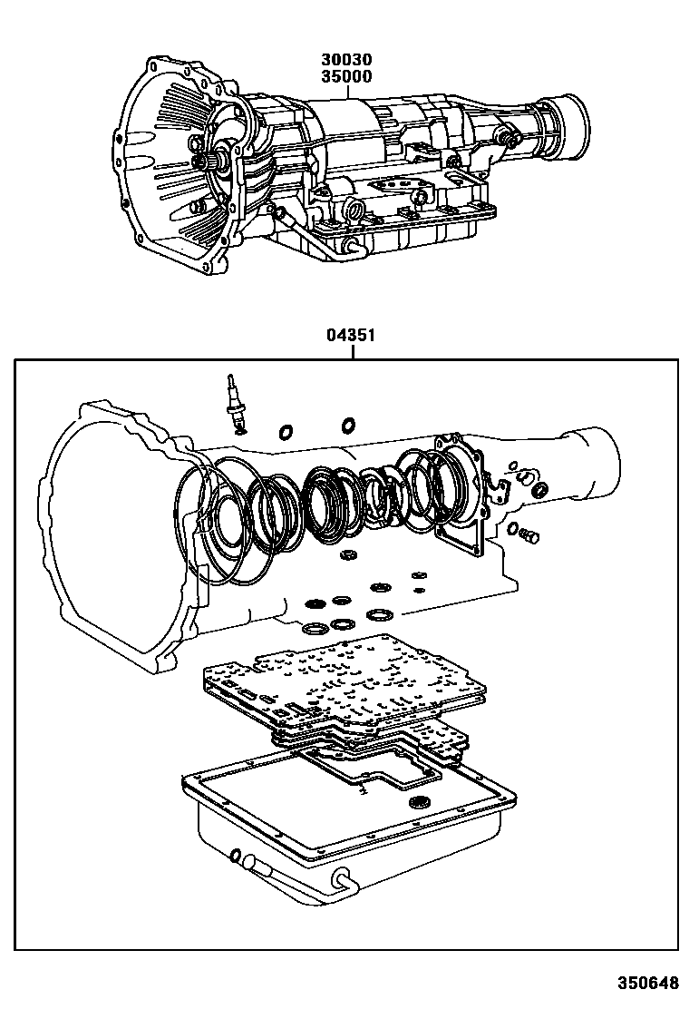 Toyota HILUX 传动桥或变速器总成和衬垫组件(ATM) EPC diagram — 350648