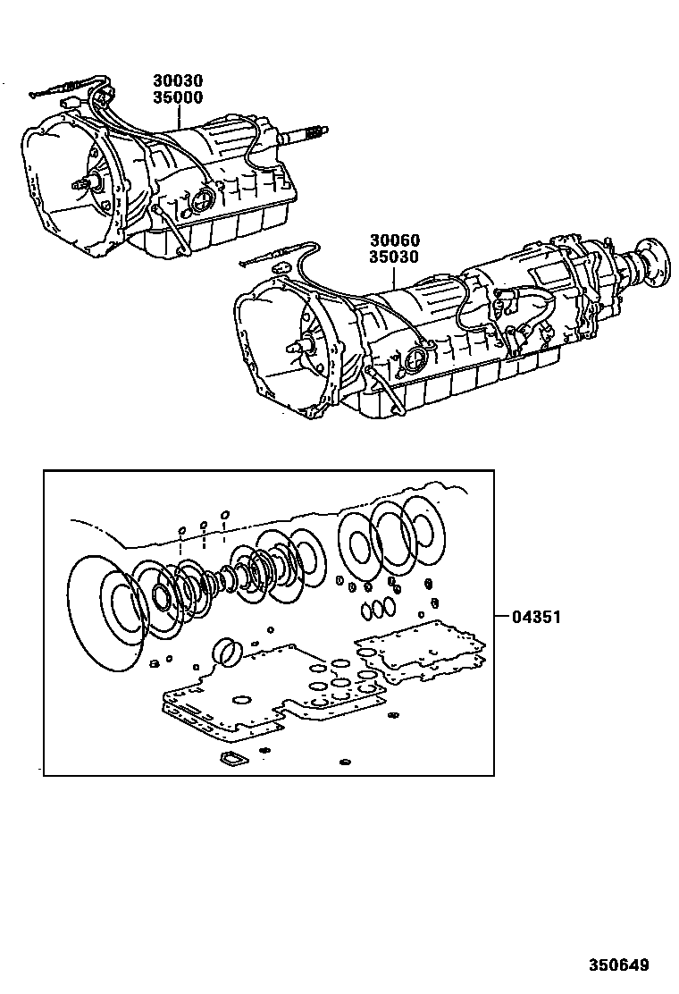 Toyota HILUX 传动桥或变速器总成和衬垫组件(ATM) EPC diagram — 350649