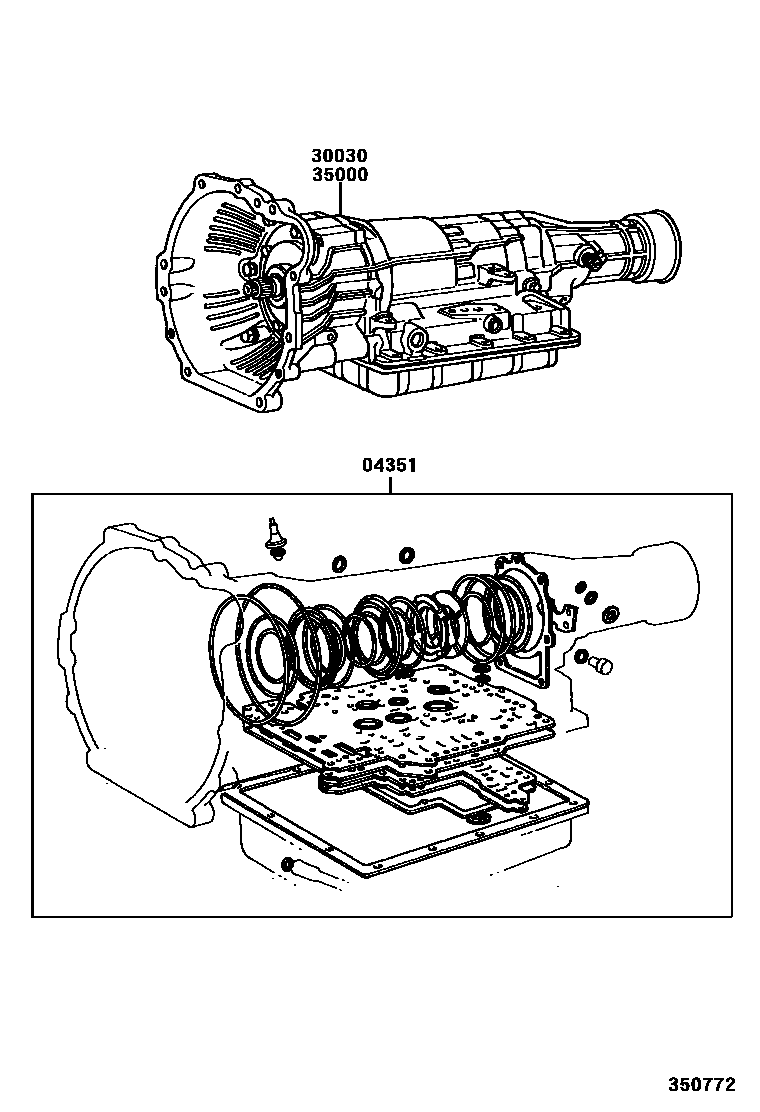 Toyota HILUX 传动桥或变速器总成和衬垫组件(ATM) EPC diagram — 350772
