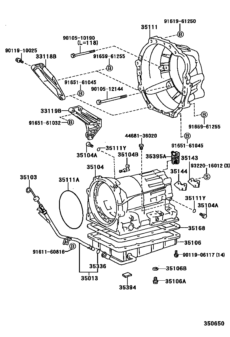 Toyota HILUX 变速器壳和油底壳(ATM) EPC diagram — 350650