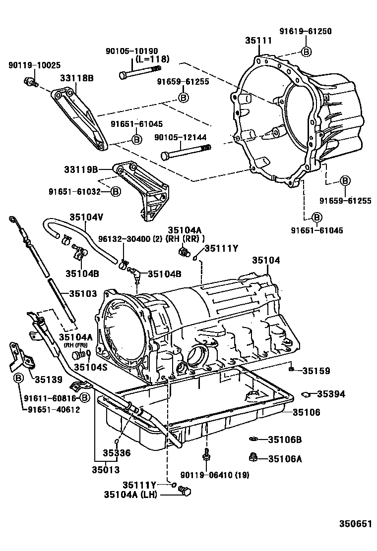 Toyota HILUX 变速器壳和油底壳(ATM) EPC diagram — 350651