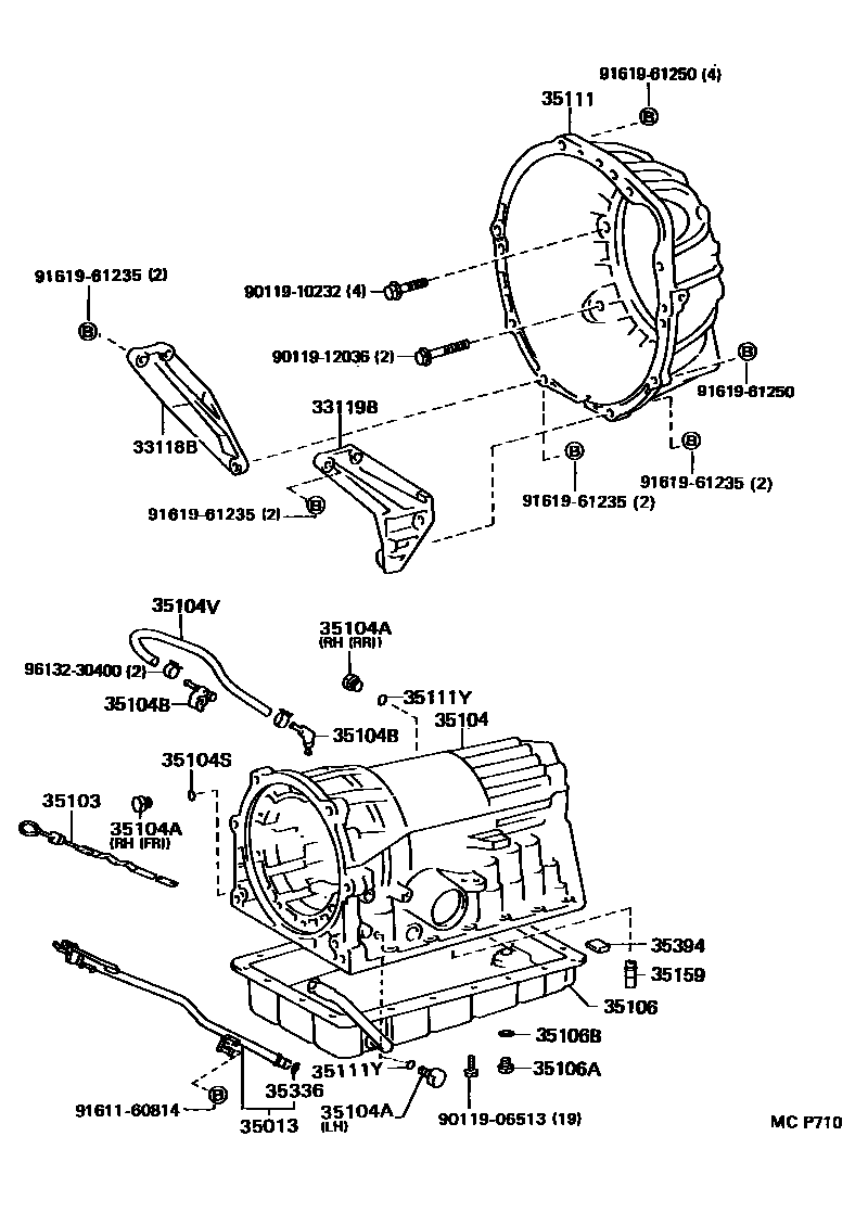 Toyota HILUX 变速器壳和油底壳(ATM) EPC diagram — MCP710