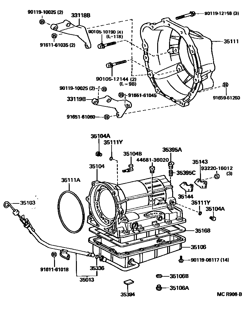 Toyota HILUX 变速器壳和油底壳(ATM) EPC diagram — MCR906B