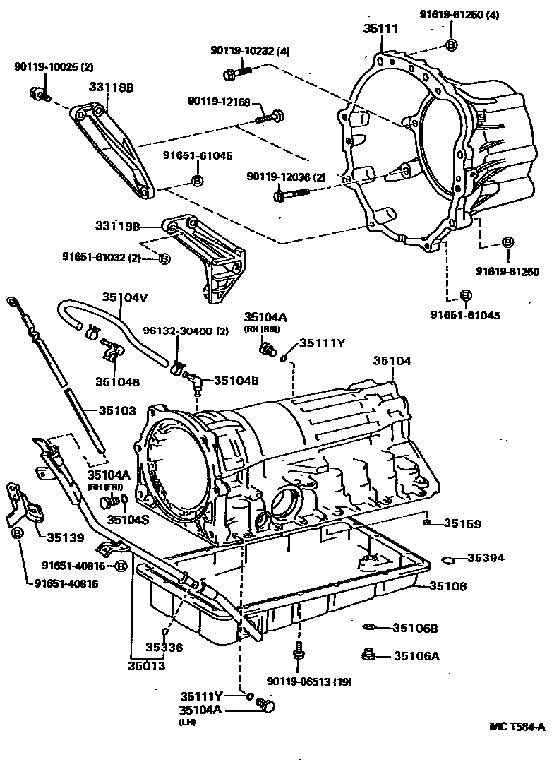 Toyota HILUX 变速器壳和油底壳(ATM) EPC diagram — MCT584A