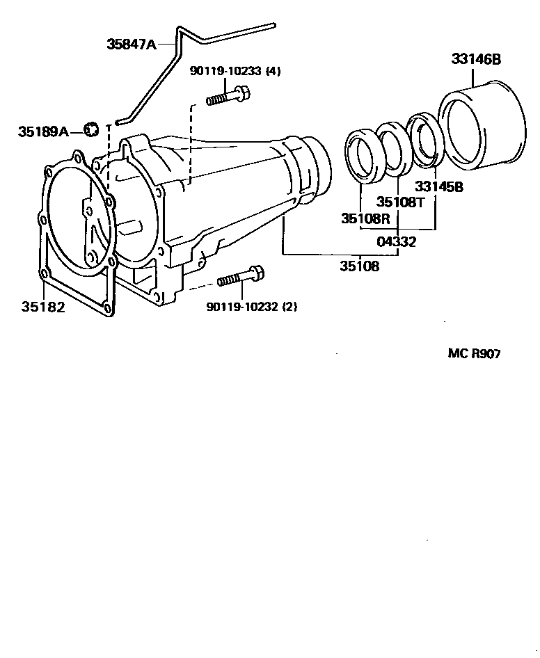 Toyota HILUX Extension shell (ATM) EPC diagram — MCR907