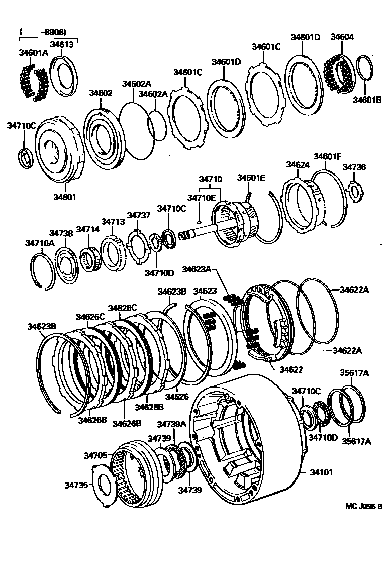 Toyota HILUX 超速档齿轮(ATM) EPC diagram — MCJ096B