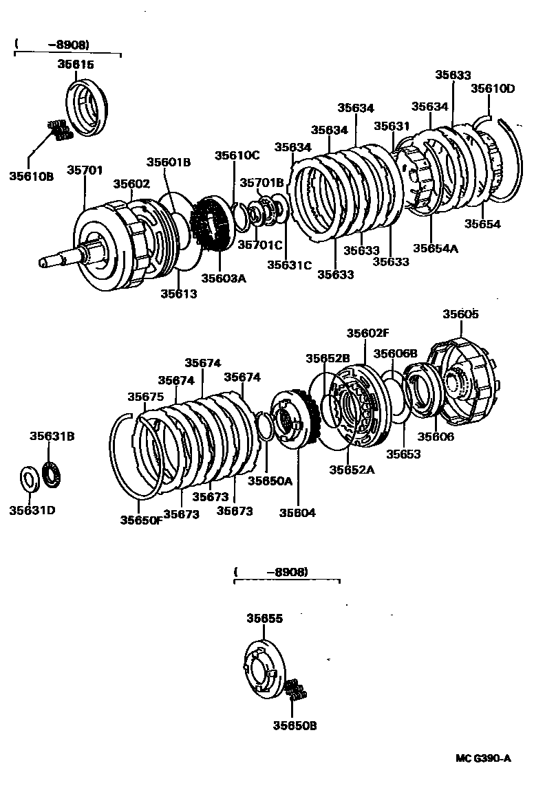 Toyota HILUX 制动带和多片式离合器(ATM) EPC diagram — MCG390A
