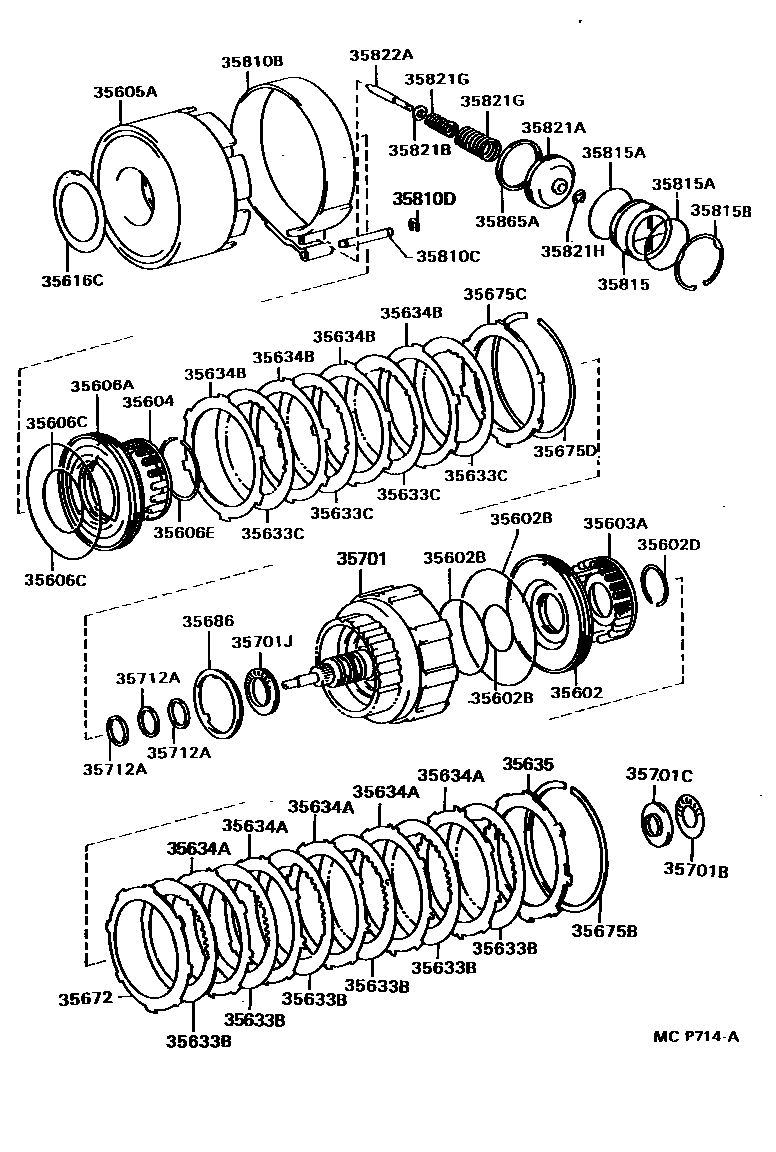Toyota HILUX 制动带和多片式离合器(ATM) EPC diagram — MCP714A