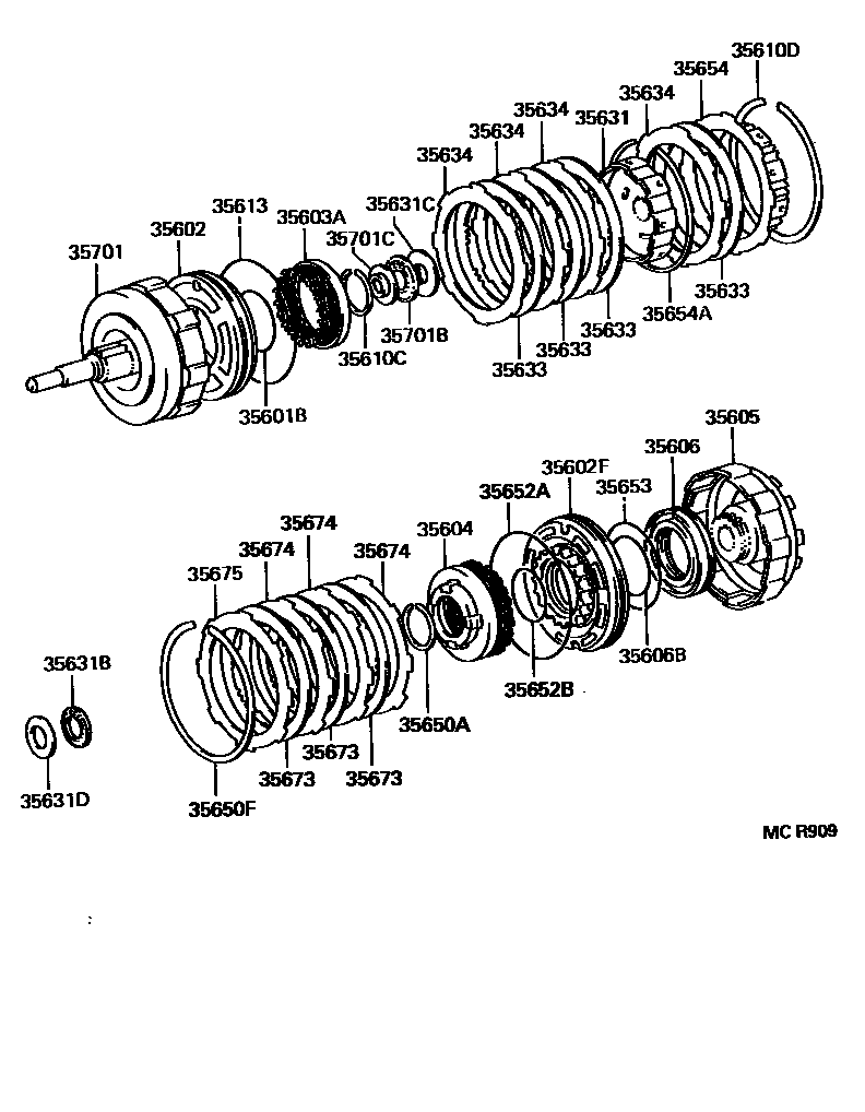 Toyota HILUX 制动带和多片式离合器(ATM) EPC diagram — MCR909