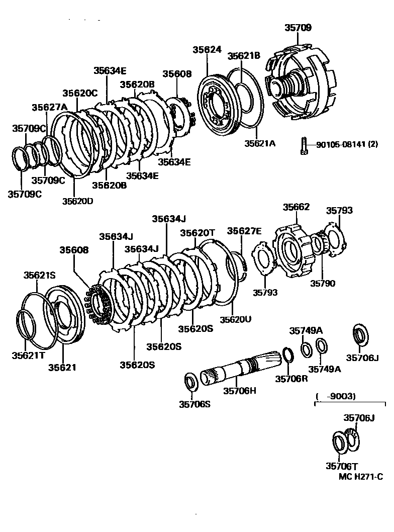 Toyota HILUX 中央支架和行星太阳齿轮(ATM) EPC diagram — MCH271C