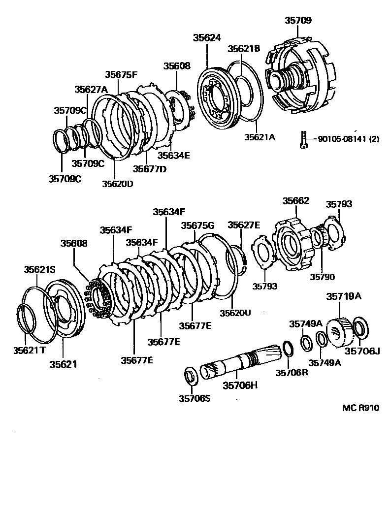 Toyota HILUX 中央支架和行星太阳齿轮(ATM) EPC diagram — MCR910