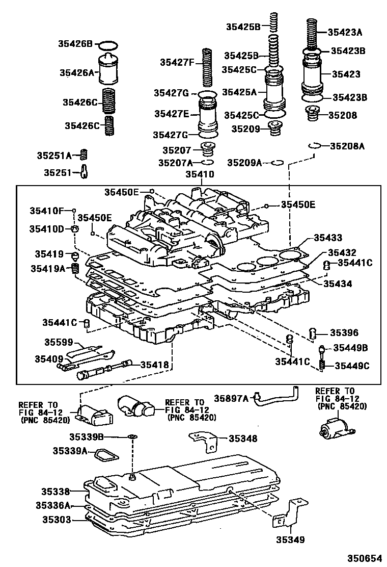 Toyota HILUX 阀体和滤油网(ATM) EPC diagram — 350654