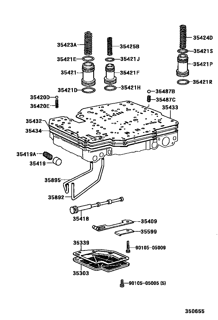 Toyota HILUX 阀体和滤油网(ATM) EPC diagram — 350655