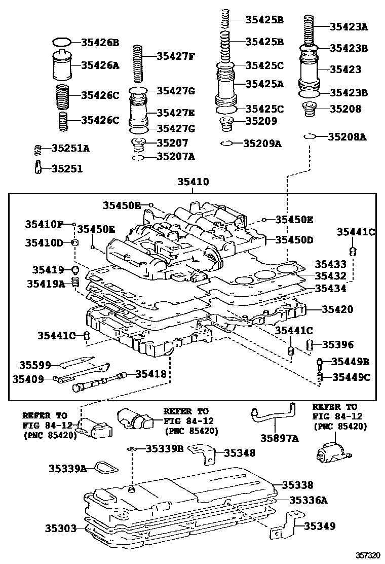 Toyota HILUX 阀体和滤油网(ATM) EPC diagram — 357320
