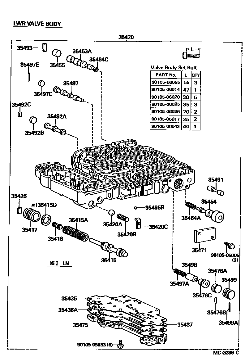 Toyota HILUX 阀体和滤油网(ATM) EPC diagram — MCG399C