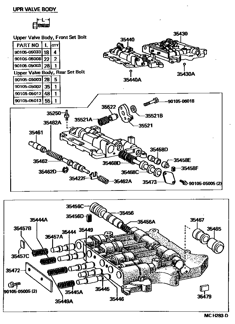 Toyota HILUX 阀体和滤油网(ATM) EPC diagram — MCH283D