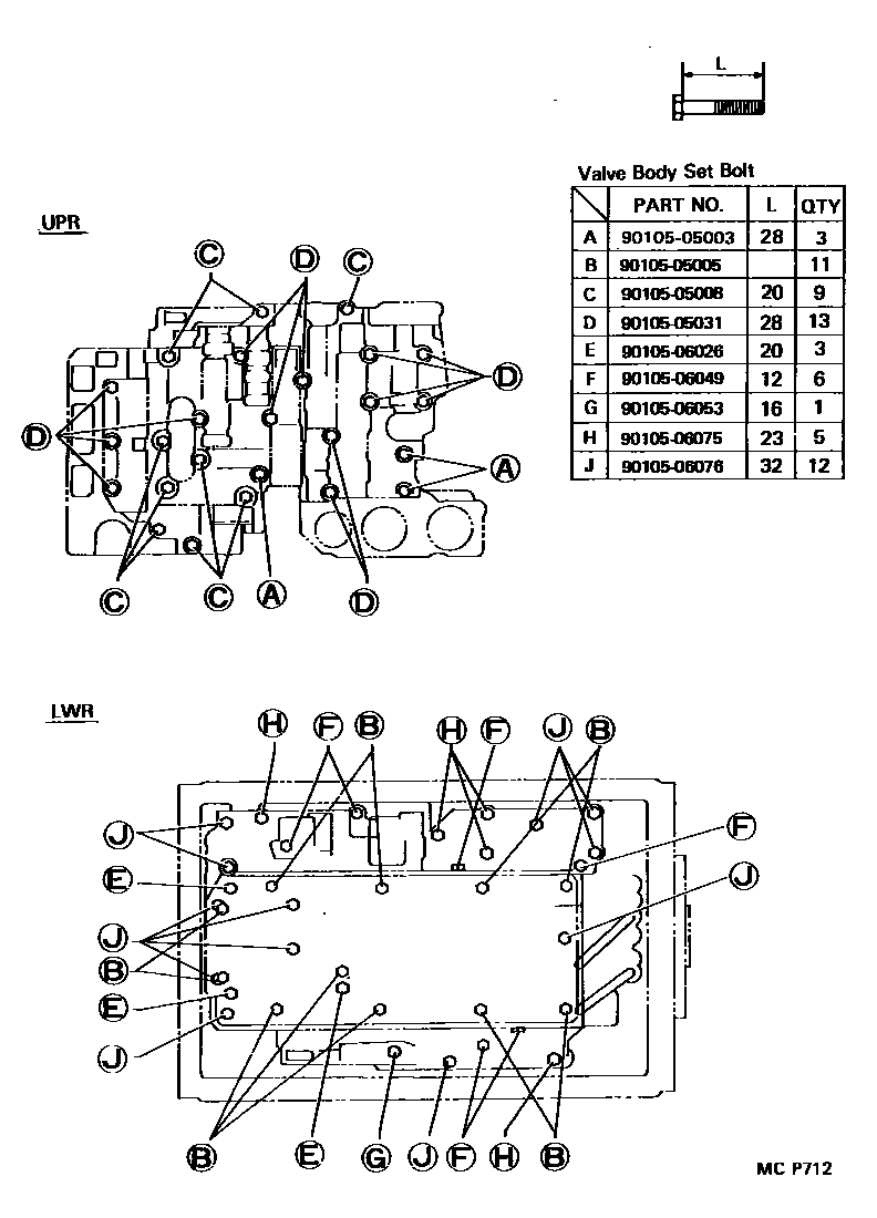 Toyota HILUX 阀体和滤油网(ATM) EPC diagram — MCP712