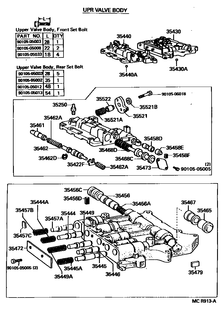 Toyota HILUX 阀体和滤油网(ATM) EPC diagram — MCR913A
