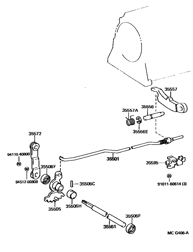 Toyota HILUX 节气阀连杆和阀杆(ATM) EPC diagram — MCG406A
