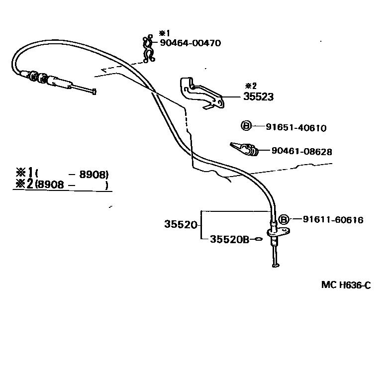 Toyota HILUX 节气阀连杆和阀杆(ATM) EPC diagram — MCH636C