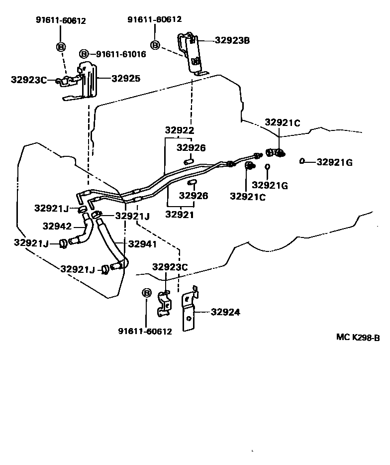 Toyota HILUX 变速器油冷却器和配管(ATM) EPC diagram — MCK298B