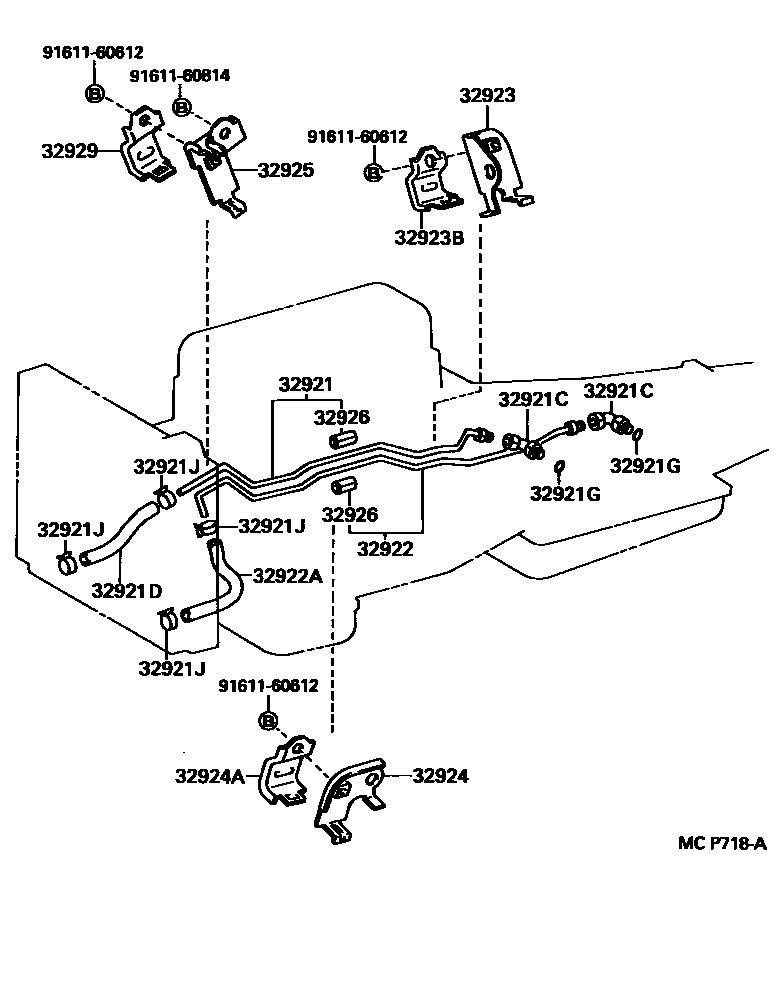 Toyota HILUX 变速器油冷却器和配管(ATM) EPC diagram — MCP718A